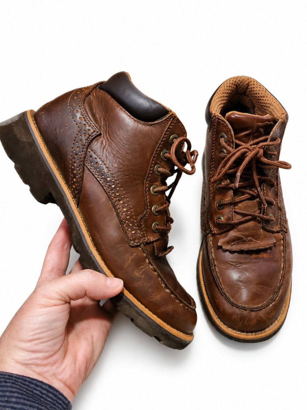 TWISTED X Chuck Up Boots Leather Lace Up Cowboy Comfort Western Brown Women's 6